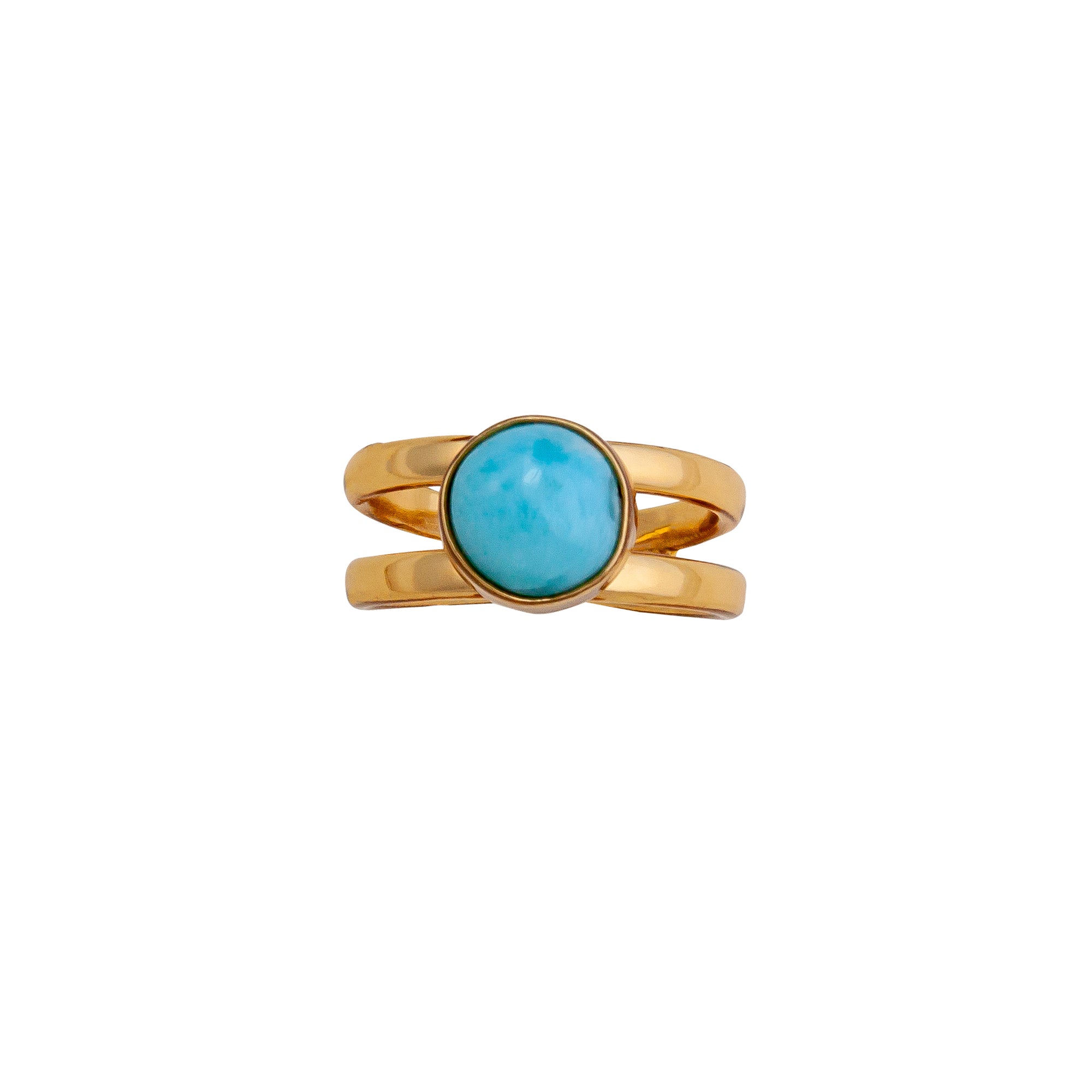 Alchemia Round Larimar Double Band Cuff Ring | Charles Albert Jewelry