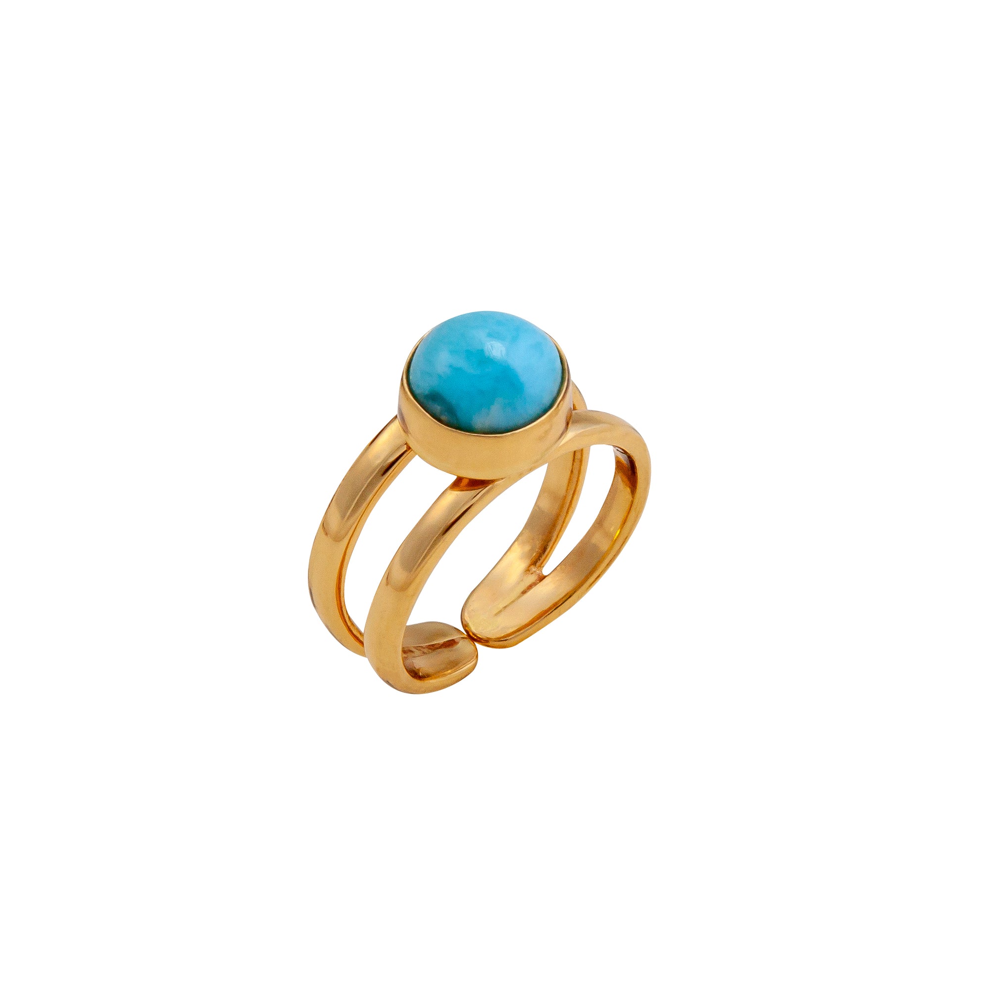 Alchemia Round Larimar Double Band Cuff Ring | Charles Albert Jewelry