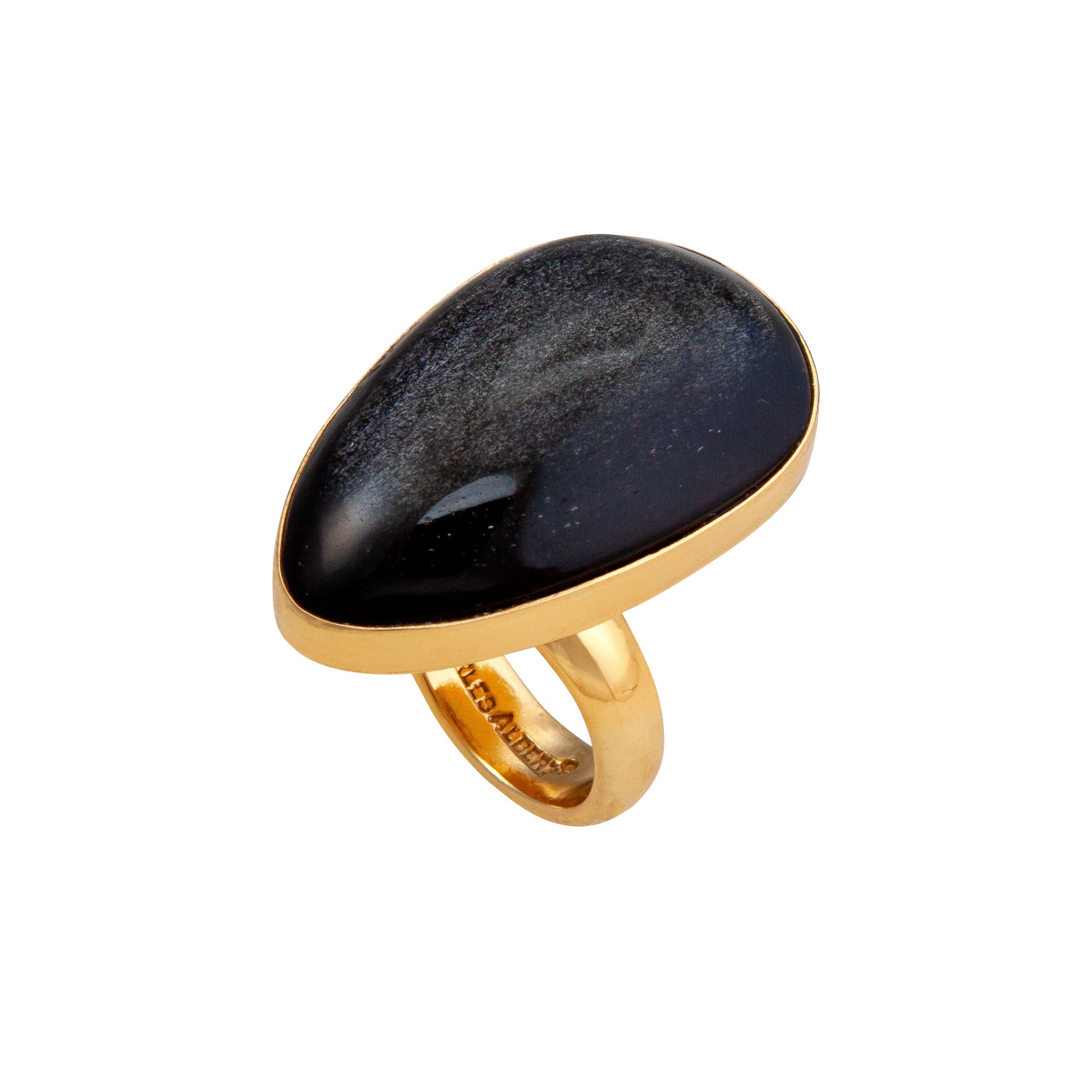 Alchemia Silver Sheen Obsidian Adjustable Ring | Charles Albert Jewelry