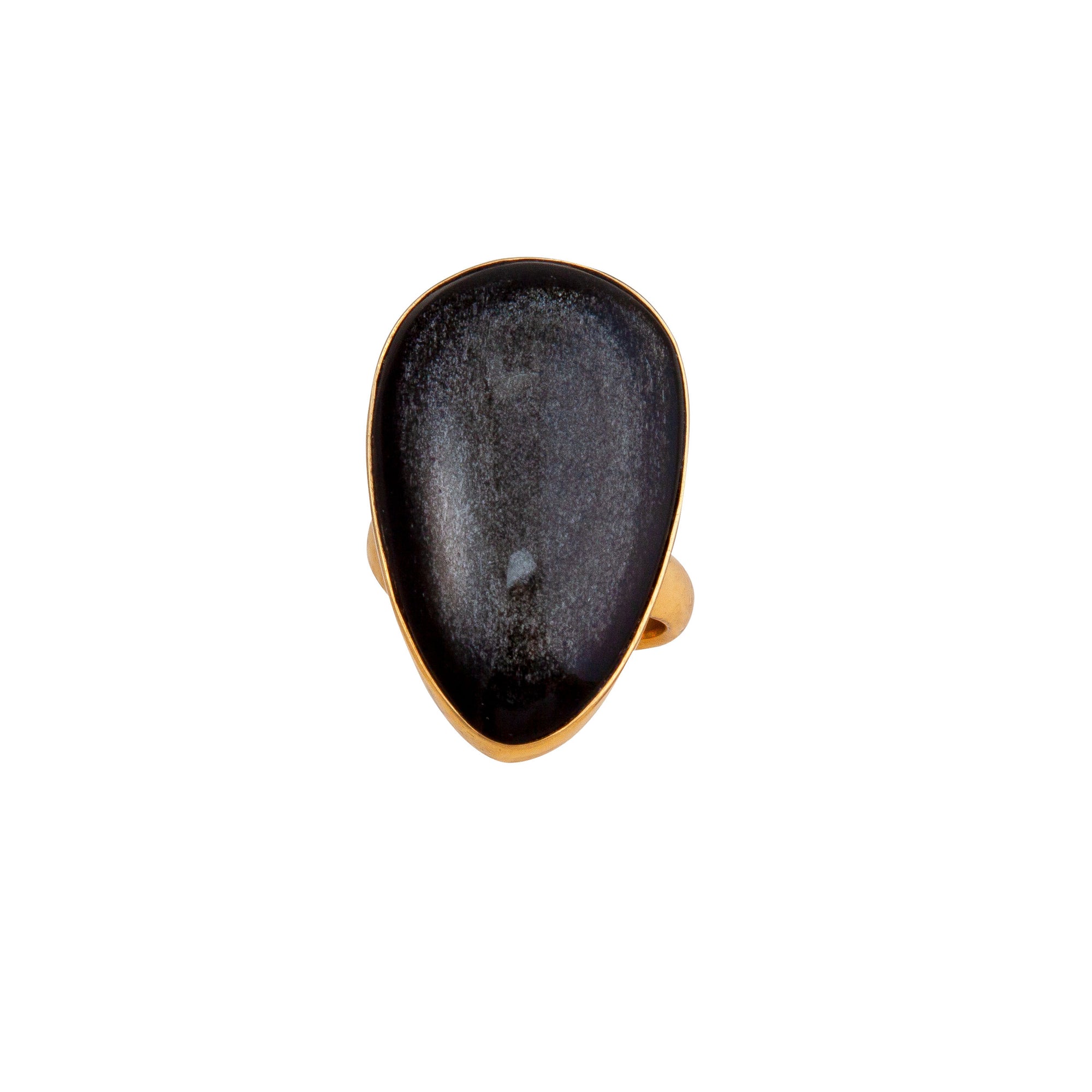 Alchemia Silver Sheen Obsidian Adjustable Ring | Charles Albert Jewelry