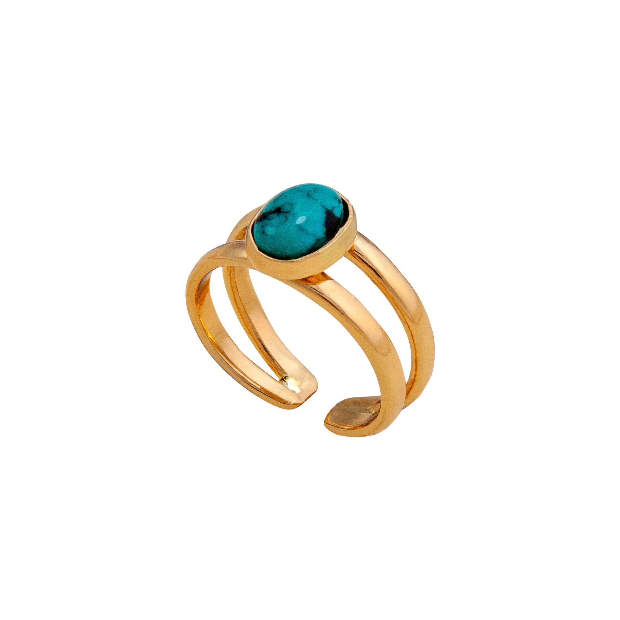 Alchemia Turquoise Double Band Cuff Ring | Charles Albert Jewelry