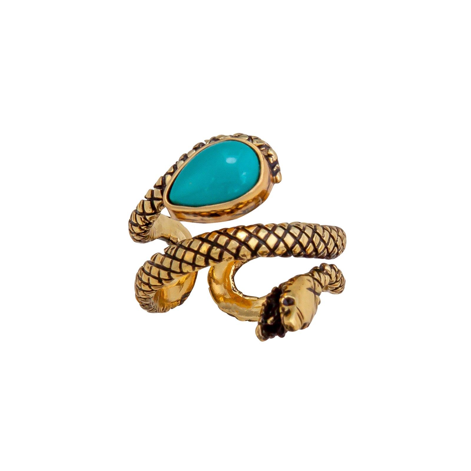 Alchemia Turquoise Teardrop Snake Ring | Charles Albert Jewelry