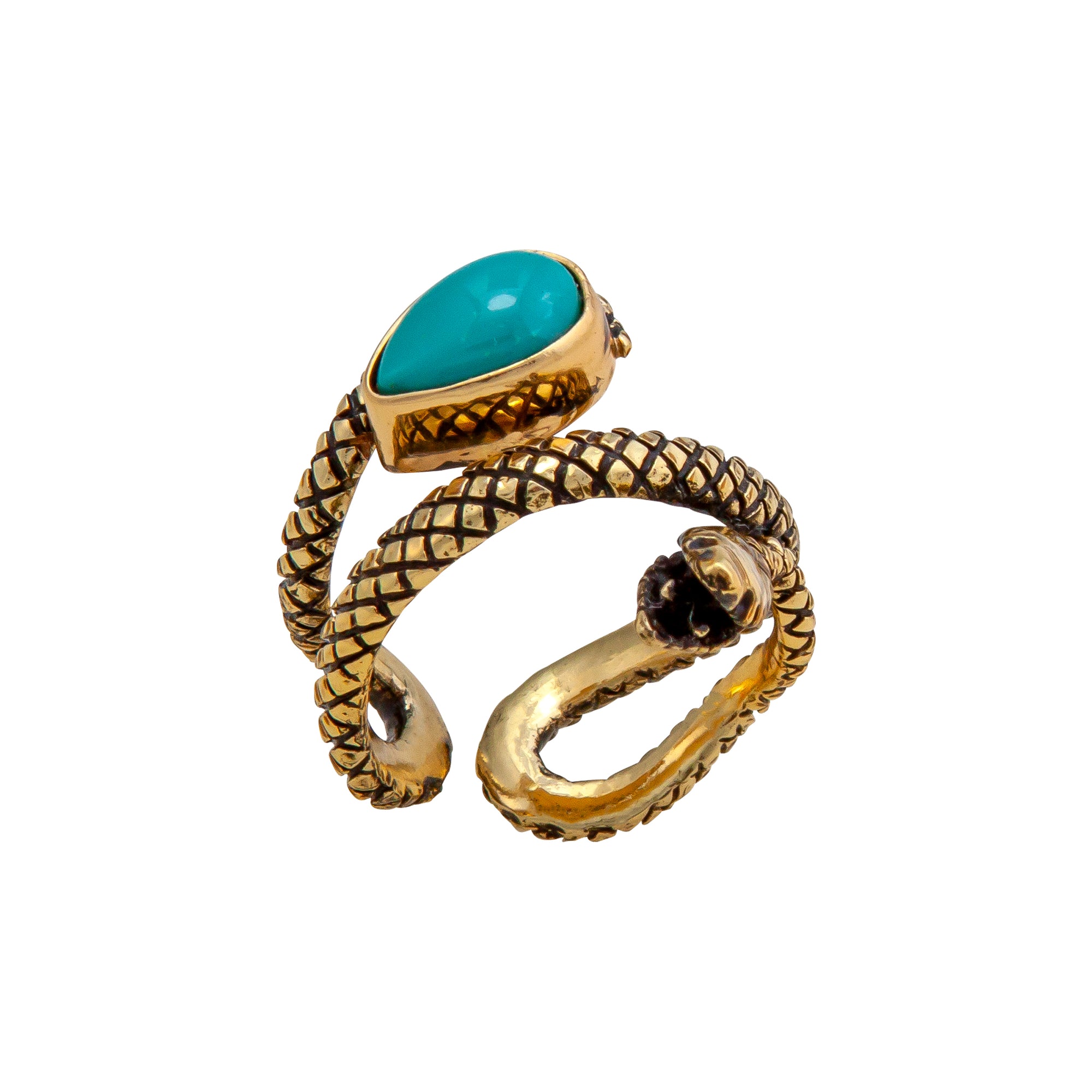 Alchemia Turquoise Teardrop Snake Ring | Charles Albert Jewelry