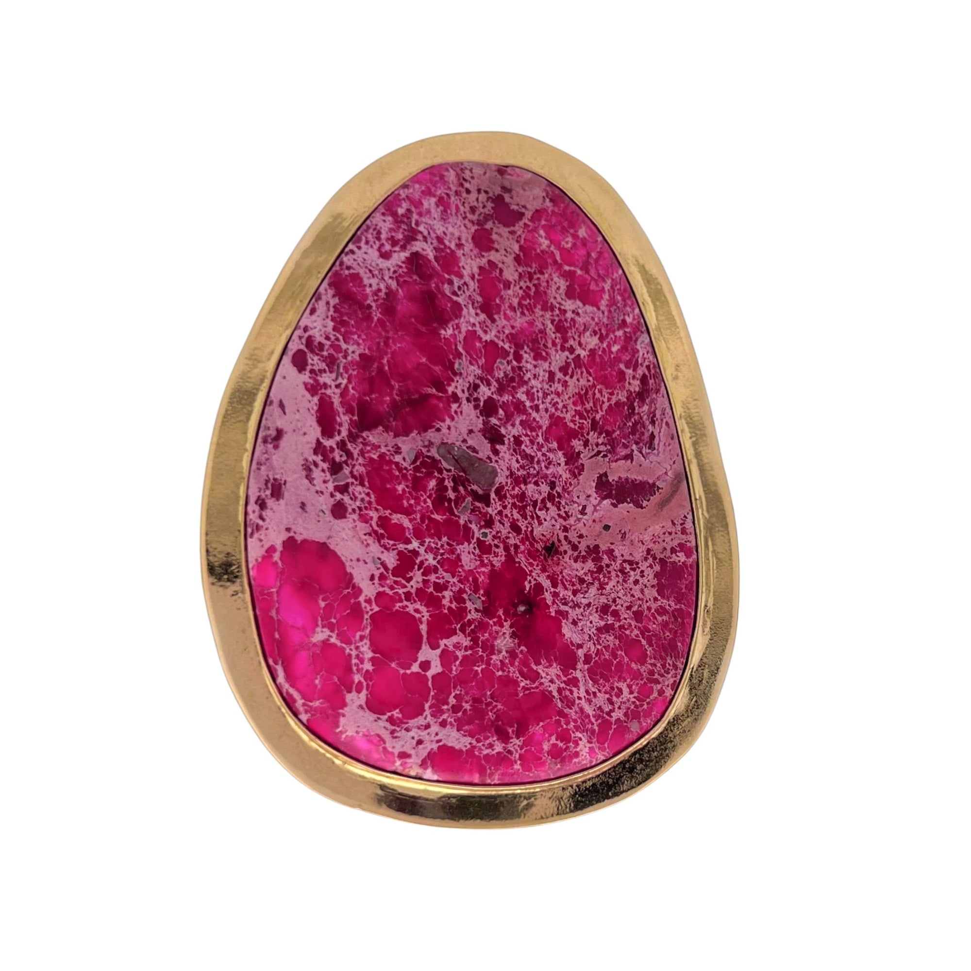 Alchemia XL Pink Jasper Adjustable Ring with Detailed Edge - Style #10 | Charles Albert Jewelry