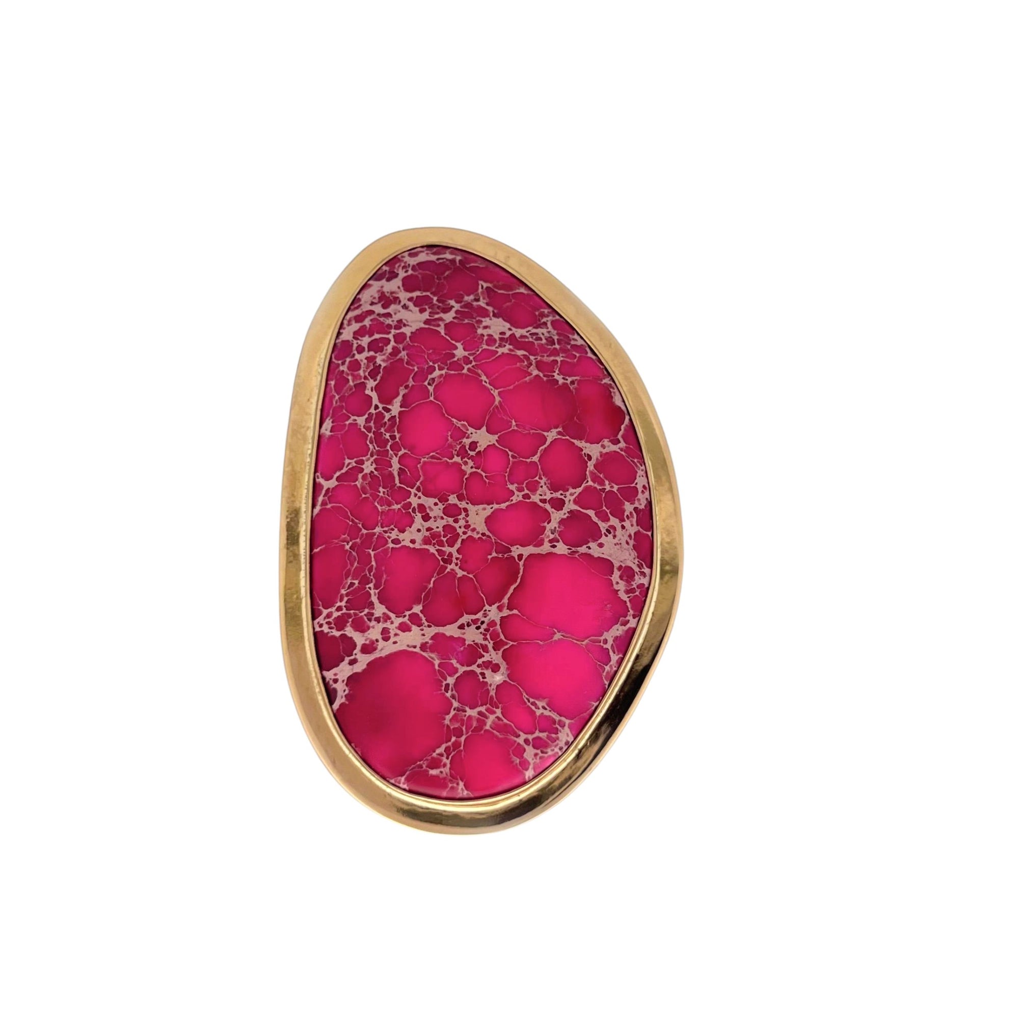 Alchemia XL Pink Jasper Adjustable Ring with Detailed Edge - Style #11 | Charles Albert Jewelry