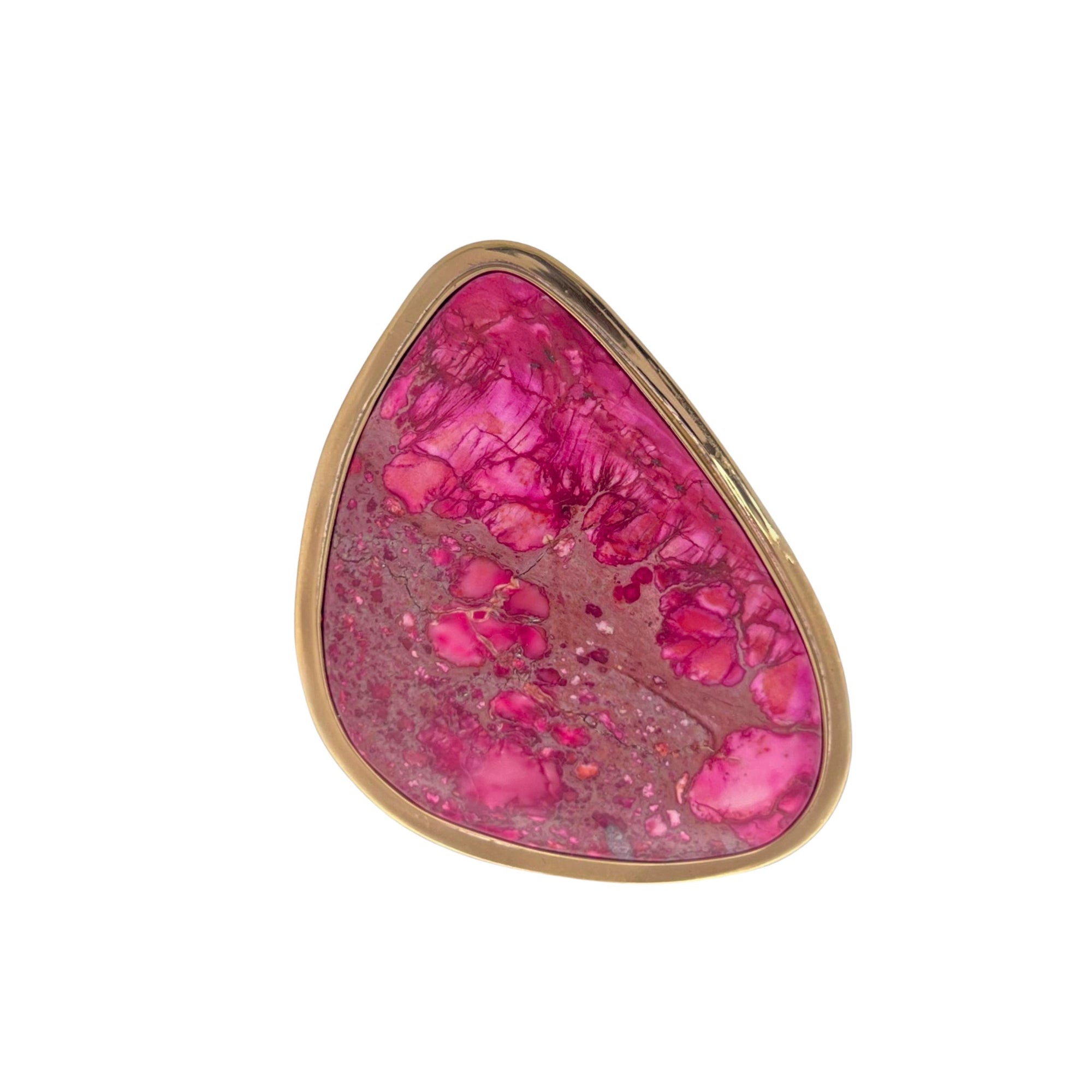 Alchemia XL Pink Jasper Adjustable Ring with Detailed Edge - Style #13 | Charles Albert Jewelry