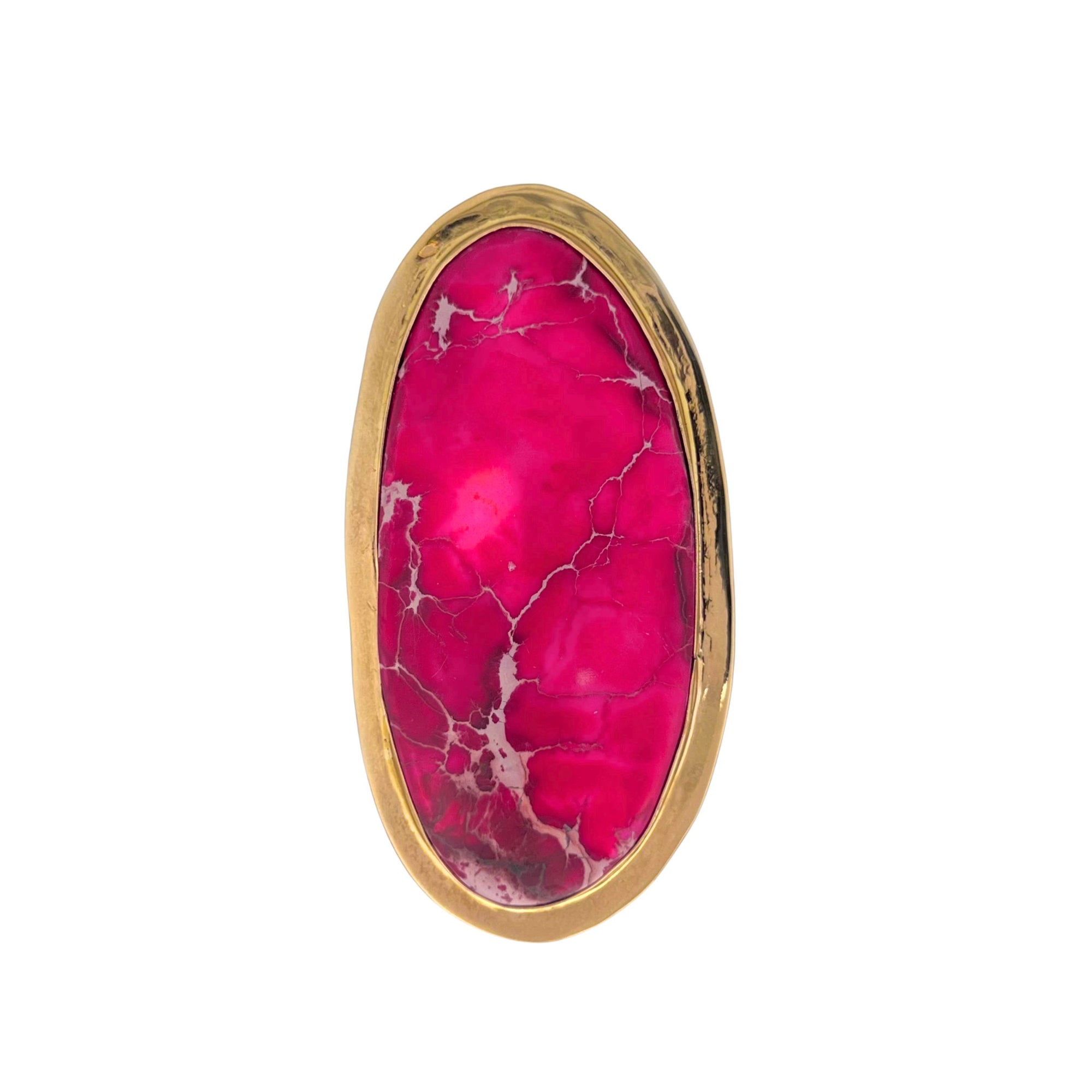 Alchemia XL Pink Jasper Adjustable Ring with Detailed Edge - Style #15 | Charles Albert Jewelry