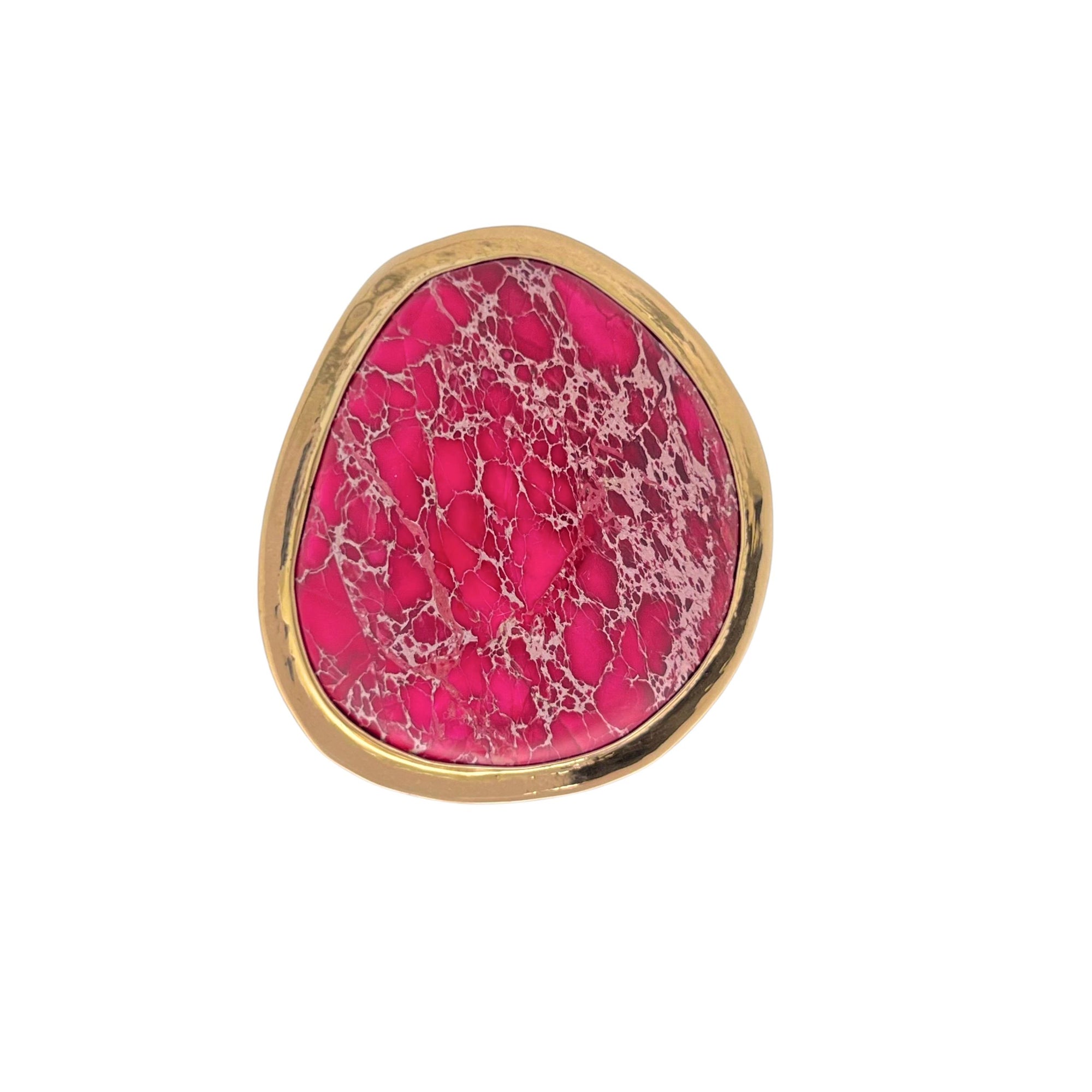 Alchemia XL Pink Jasper Adjustable Ring with Detailed Edge - Style #5 | Charles Albert Jewelry