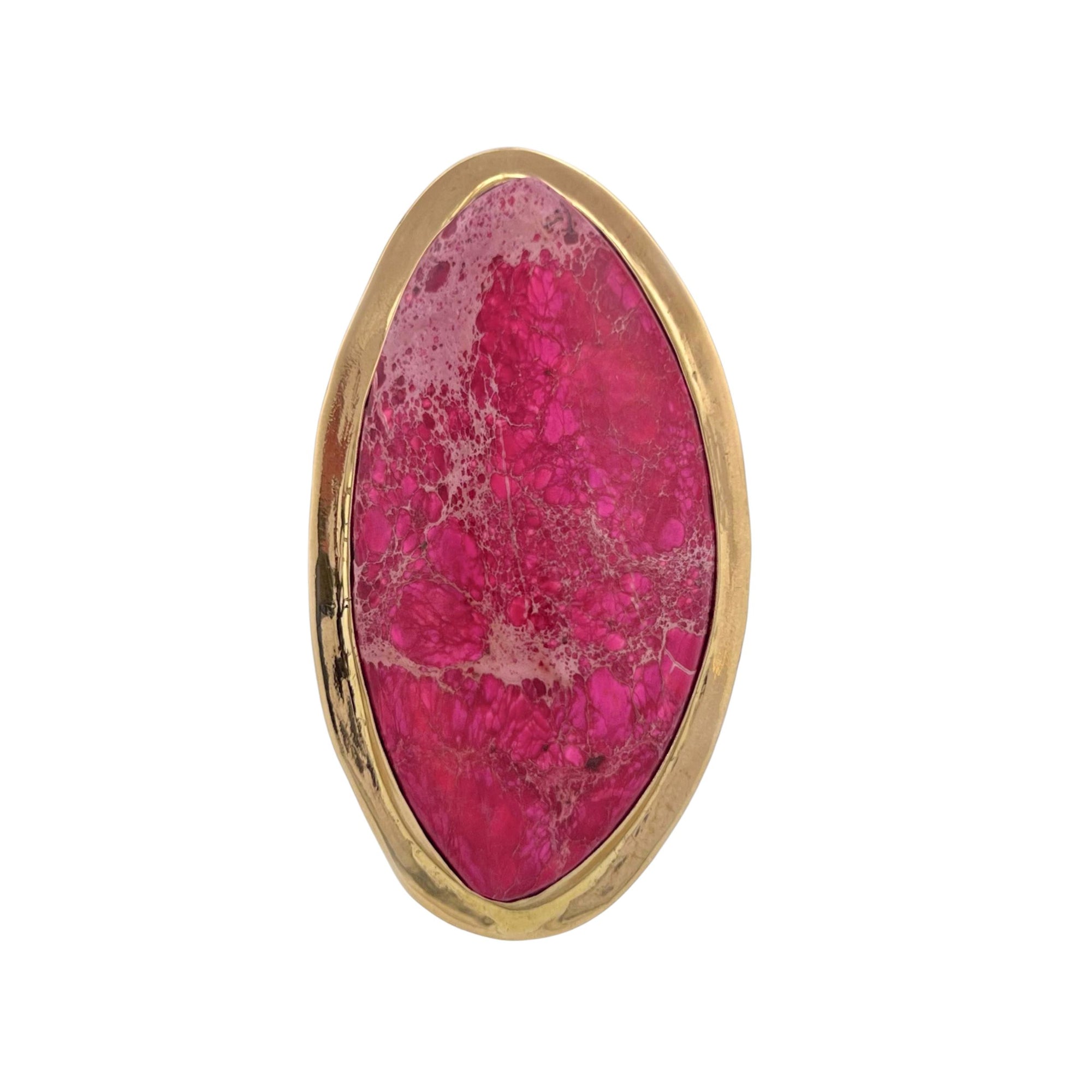 Alchemia XL Pink Jasper Adjustable Ring with Detailed Edge - Style #6 | Charles Albert Jewelry