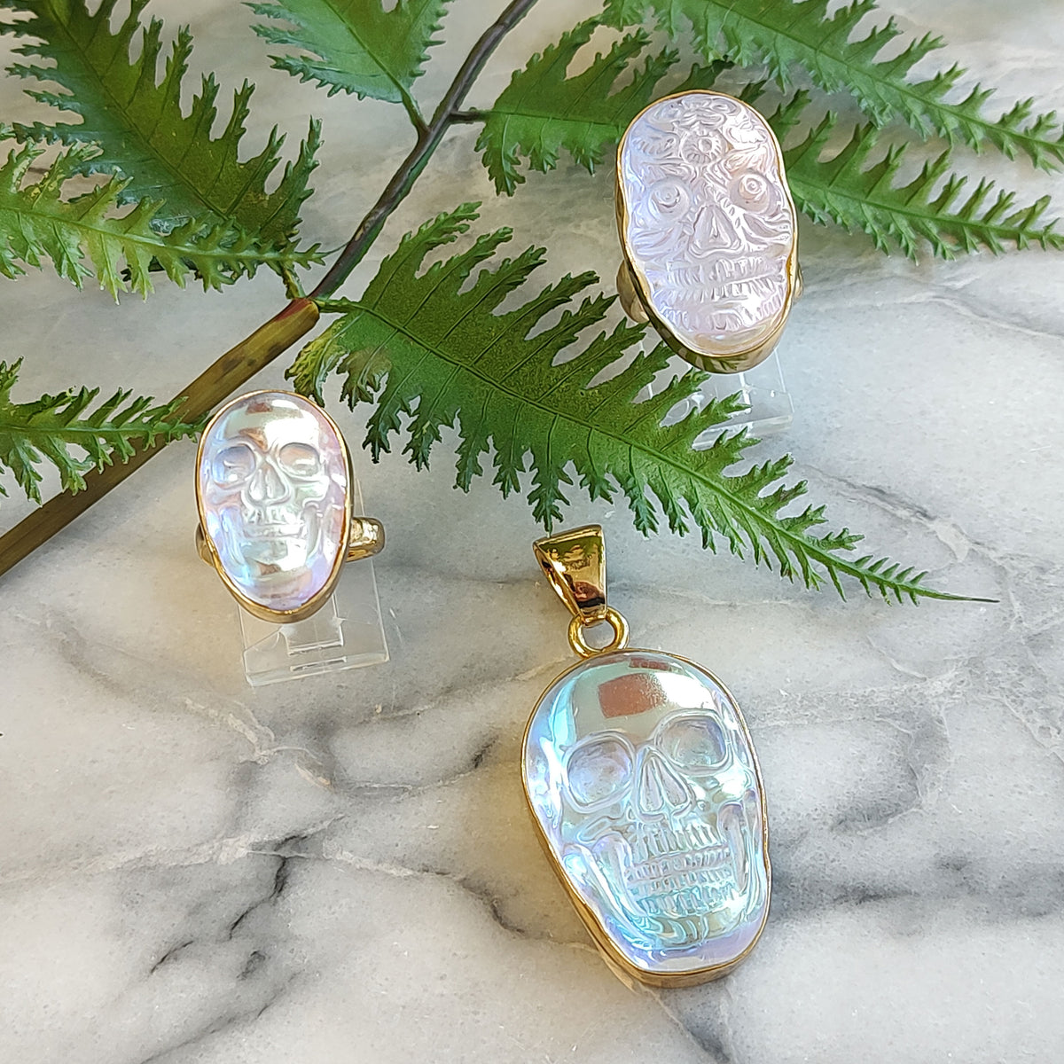 Alchemia Luminite Skull Pendant | Charles Albert Jewelry