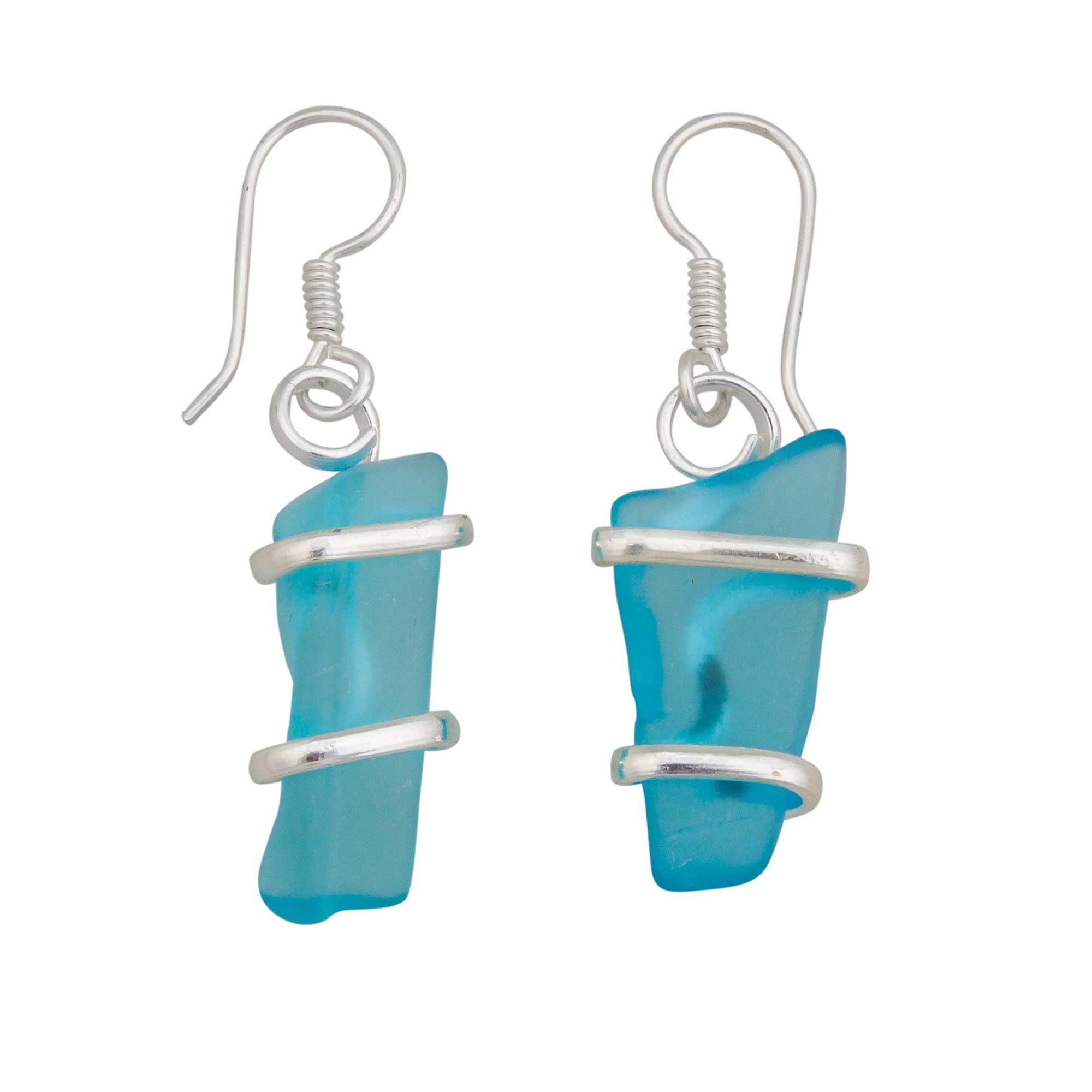 Aqua Pompano Beach Glass Freeform Drop Earrings | Charles Albert Jewelry