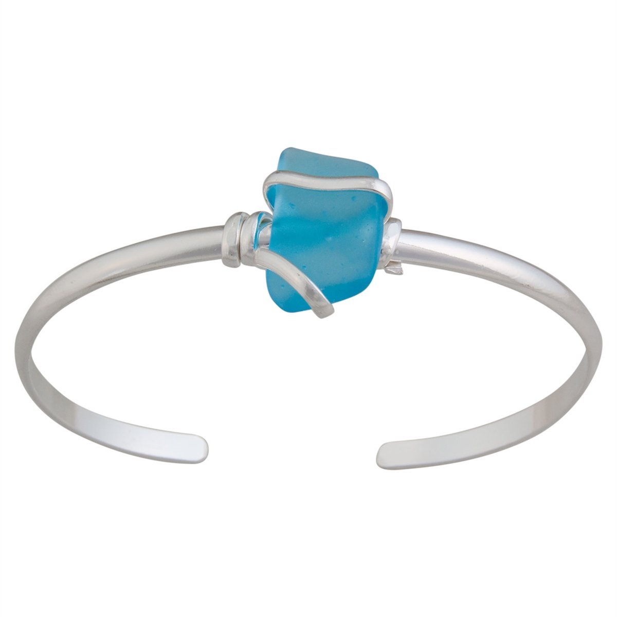 Aqua Pompano Beach Glass Mini Cuff | Charles Albert Jewelry