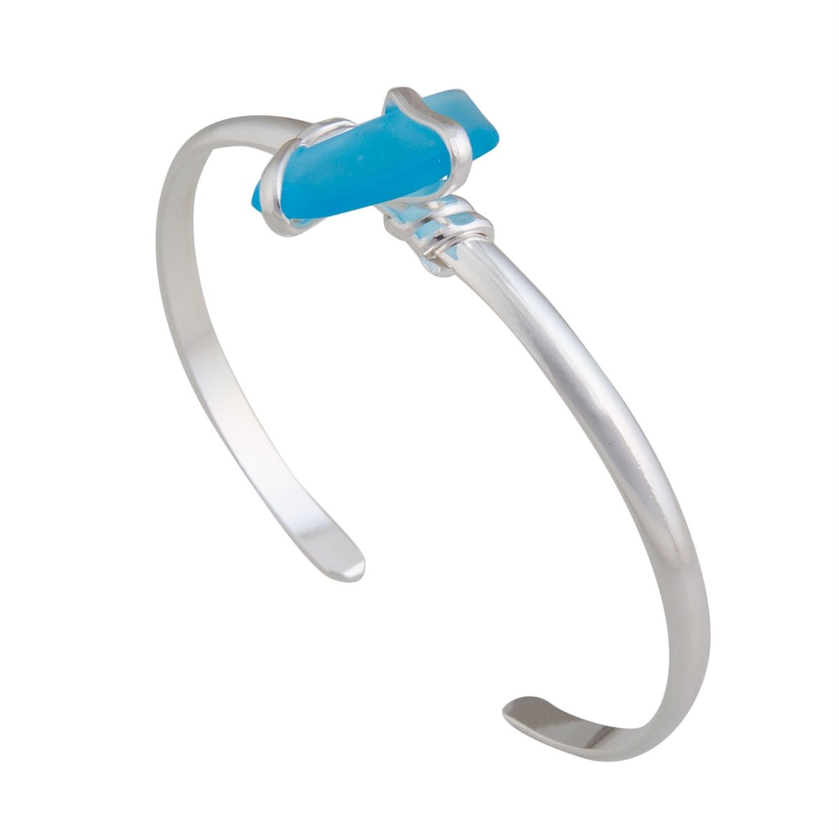 Aqua Pompano Beach Glass Mini Cuff | Charles Albert Jewelry