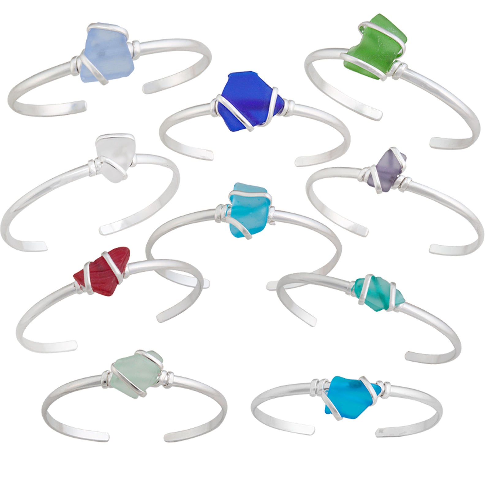 Assorted Dozen Pompano Beach Glass Mini Cuffs | Charles Albert Jewelry