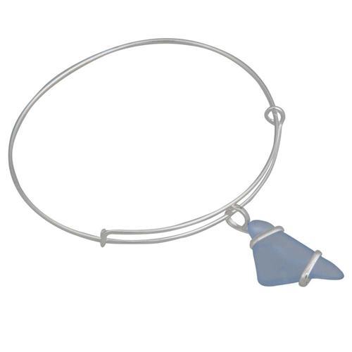 Carolina Blue Pompano Beach Glass Adjustable Charm Bangle | Charles Albert Jewelry