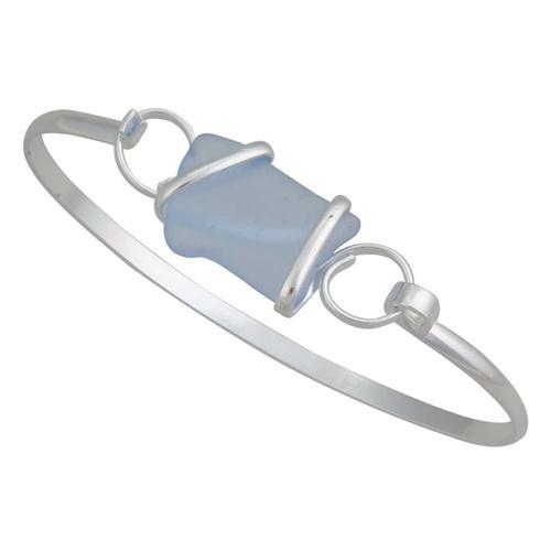 Carolina Blue Pompano Beach Glass Bangle with Latch | Charles Albert Jewelry