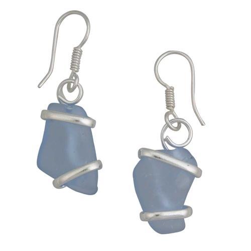 Carolina Blue Pompano Beach Glass Freeform Drop Earrings | Charles Albert Jewelry