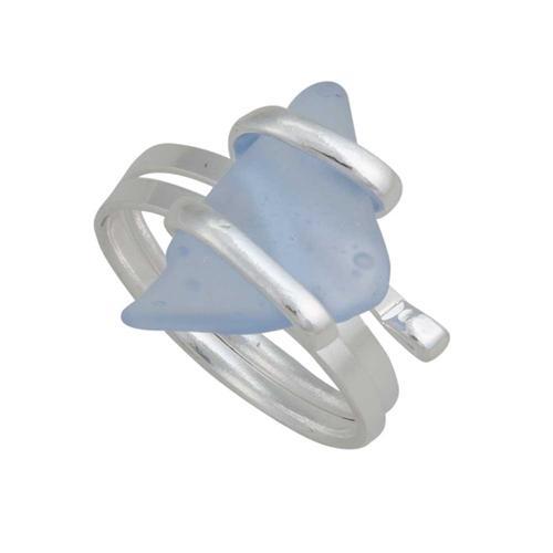 Carolina Blue Pompano Beach Glass Freeform Ring | Charles Albert Jewelry