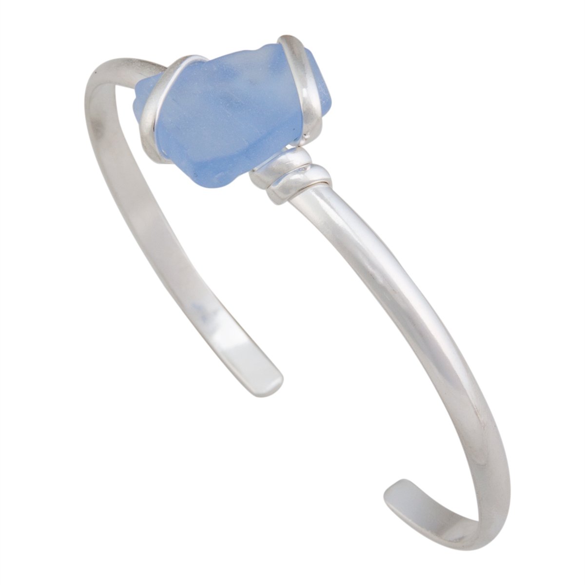 Carolina Blue Pompano Beach Glass Mini Cuff | Charles Albert Jewelry