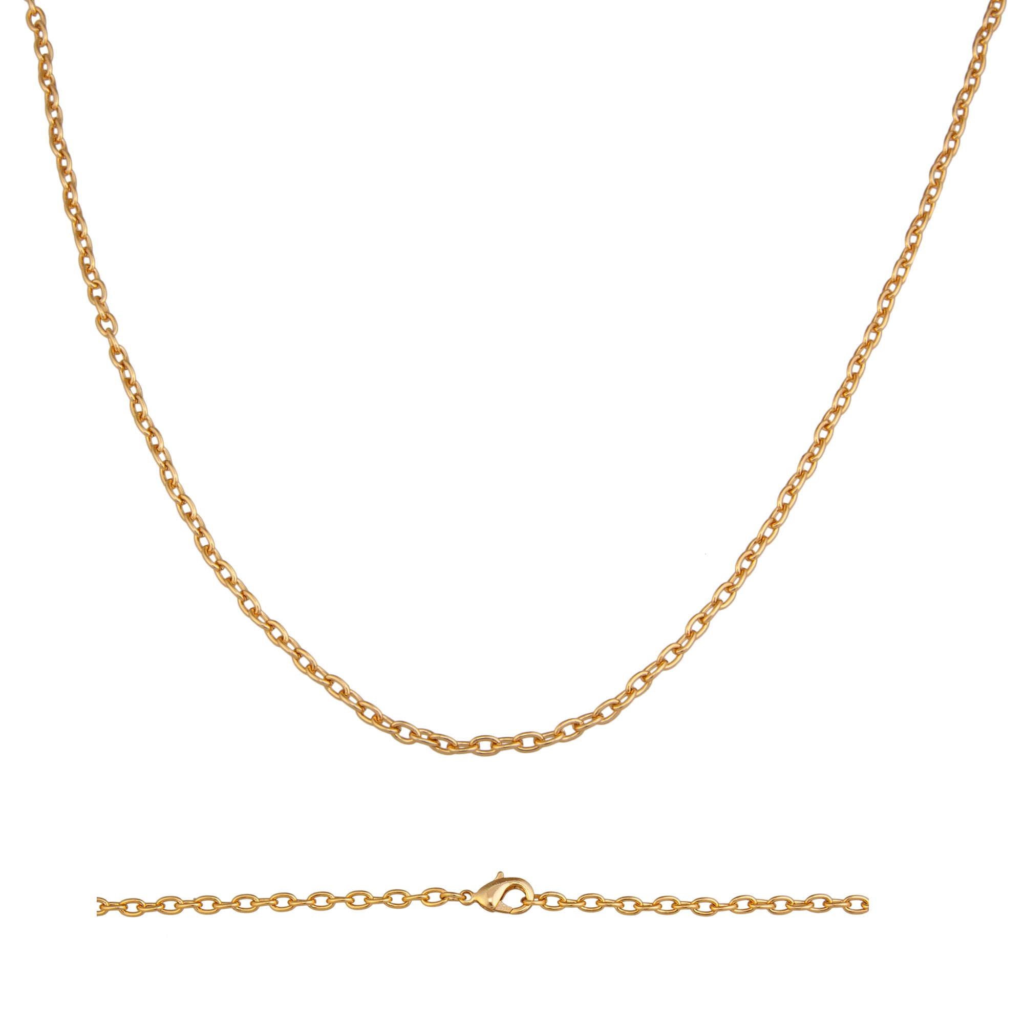 Gold Tone 3mm Base Metal Cross Chain | Charles Albert Jewelry