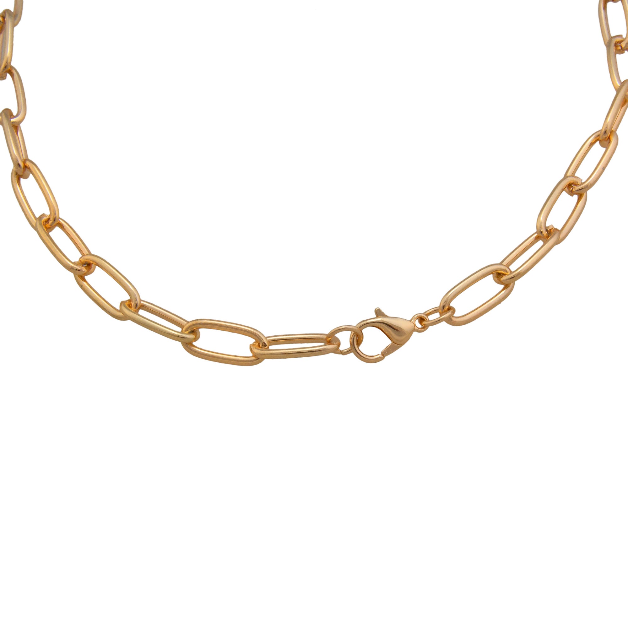 Gold Tone Base Metal Paperclip Chain with Lobster Claw Clasp | Charles Albert Jewelry