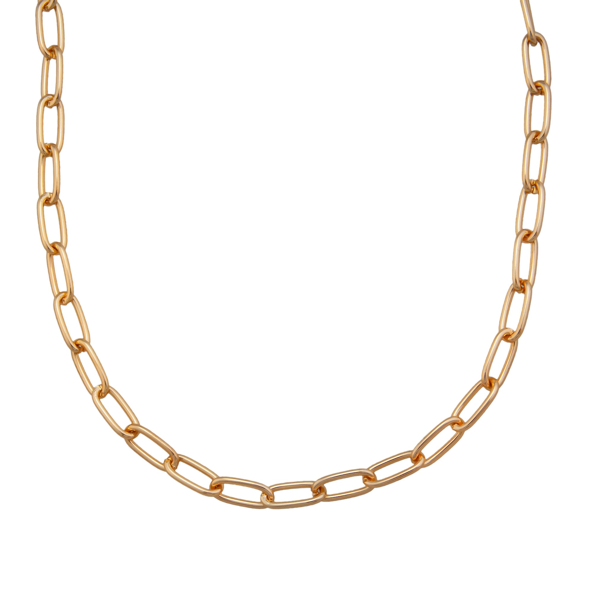 Gold Tone Base Metal Paperclip Chain with Lobster Claw Clasp | Charles Albert Jewelry