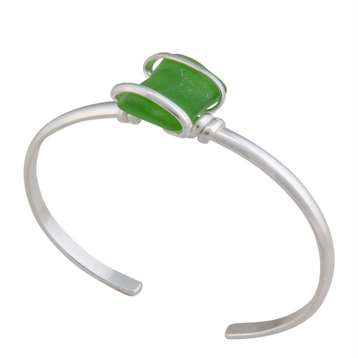 Green Pompano Beach Glass Mini Cuff | Charles Albert Jewelry