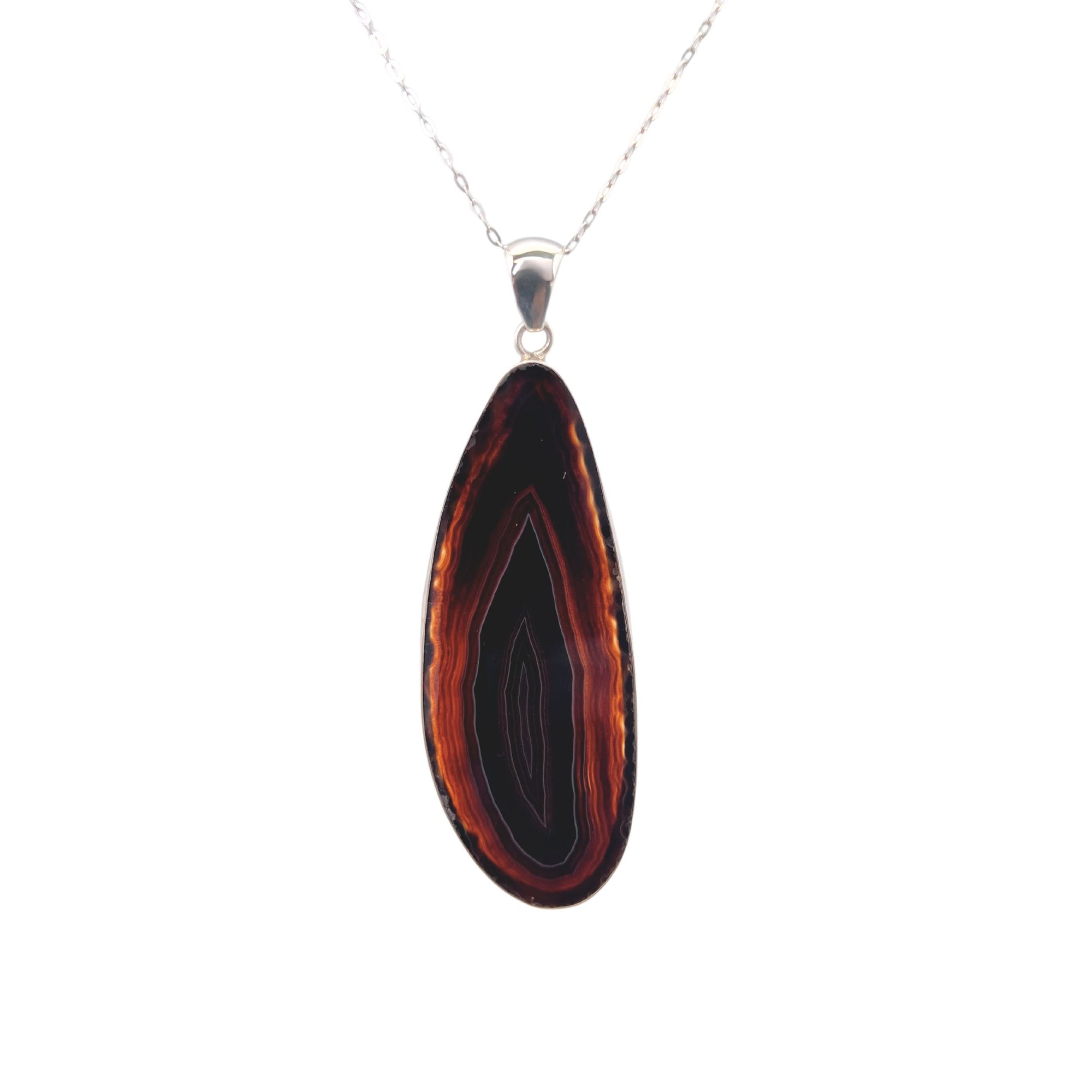 Group 1 Sterling Silver Brown/Nude Agate Slice Pendant - Style #10 | Charles Albert Jewelry