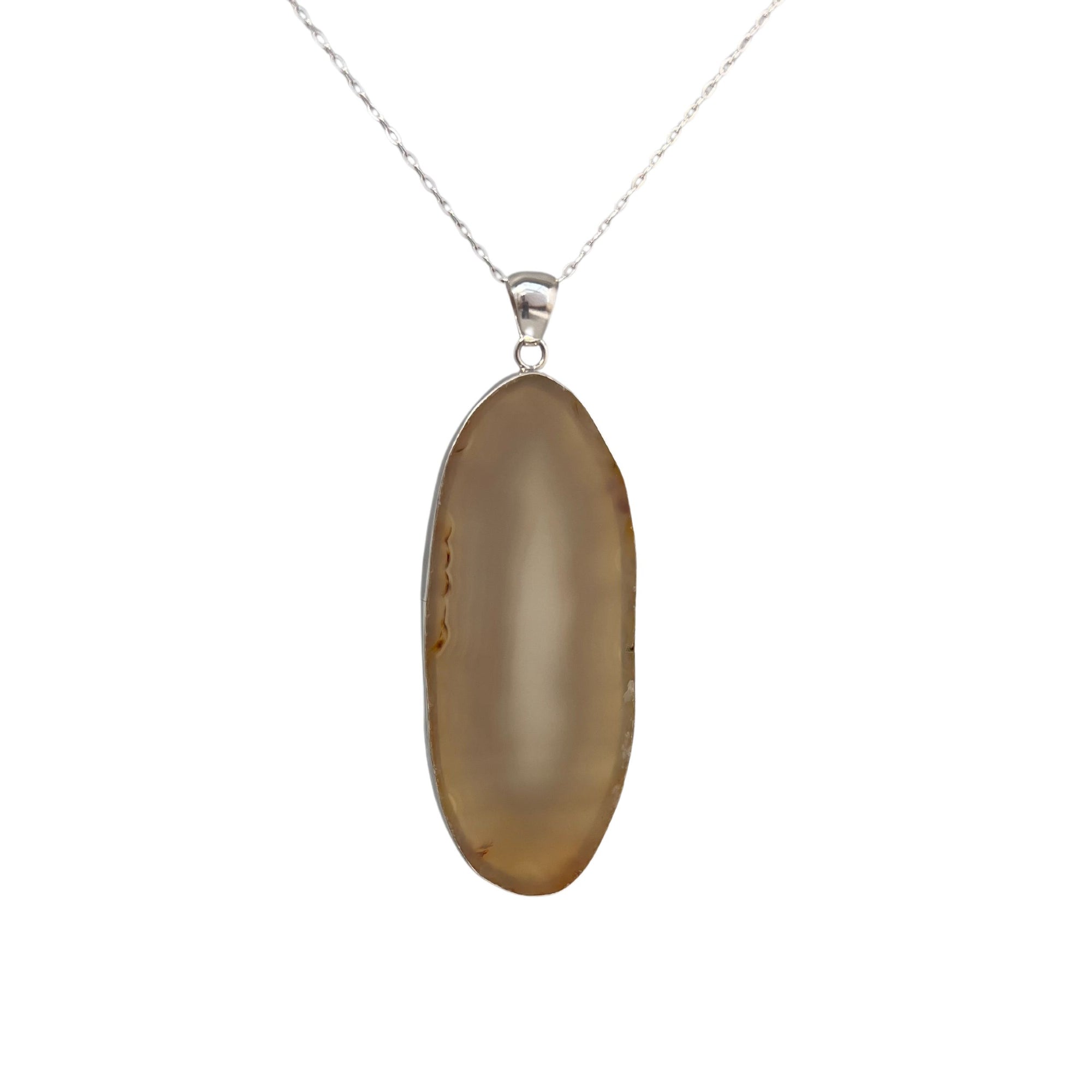 Group 1 Sterling Silver Brown/Nude Agate Slice Pendant - Style #1 | Charles Albert Jewelry