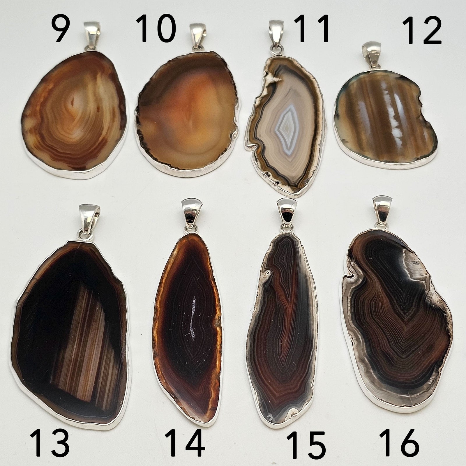 Group 2 Sterling Silver Brown/Nude Agate Slice Pendant | Charles Albert Jewelry
