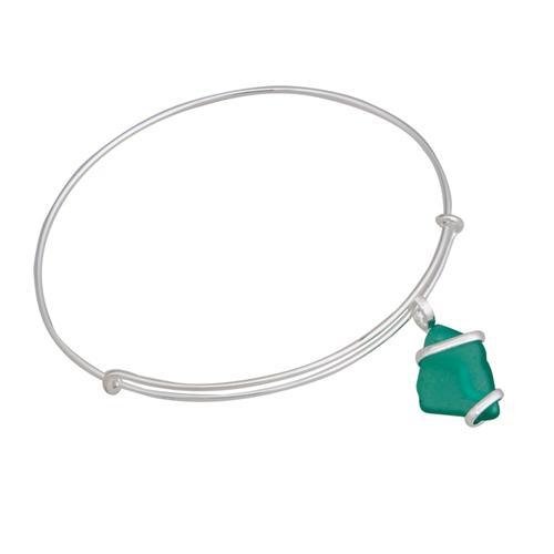 Mint Pompano Beach Glass Adjustable Charm Bangle | Charles Albert Jewelry