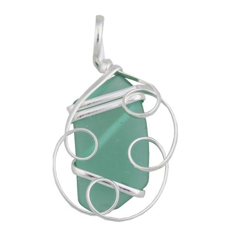 Mint Pompano Beach Glass Freeform Pendant | Charles Albert Jewelry