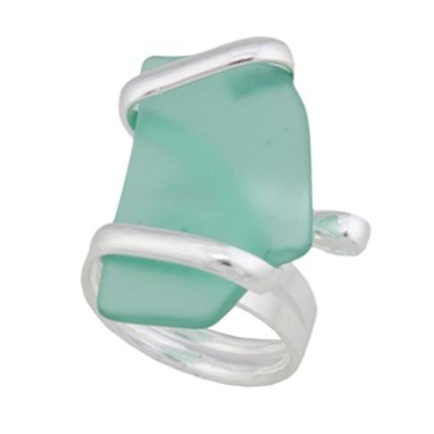 Mint Pompano Beach Glass Freeform Ring | Charles Albert Jewelry