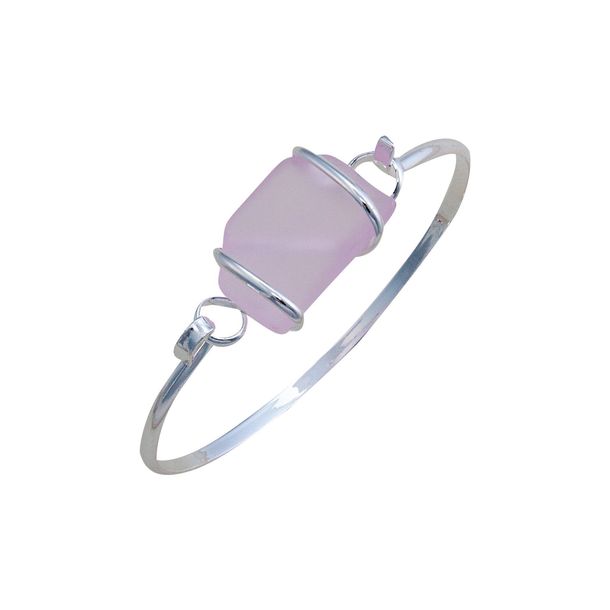 Pink Pompano Beach Glass Bangle with Latch | Charles Albert Jewelry