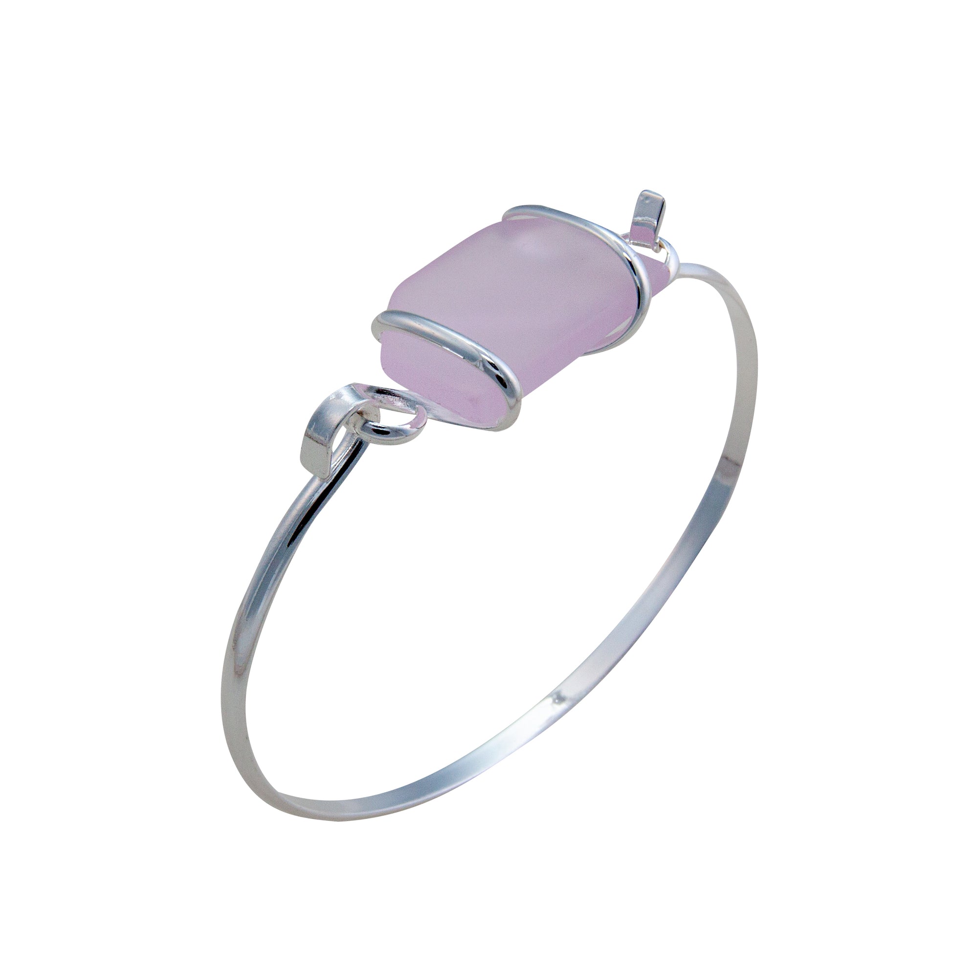 Pink Pompano Beach Glass Bangle with Latch | Charles Albert Jewelry