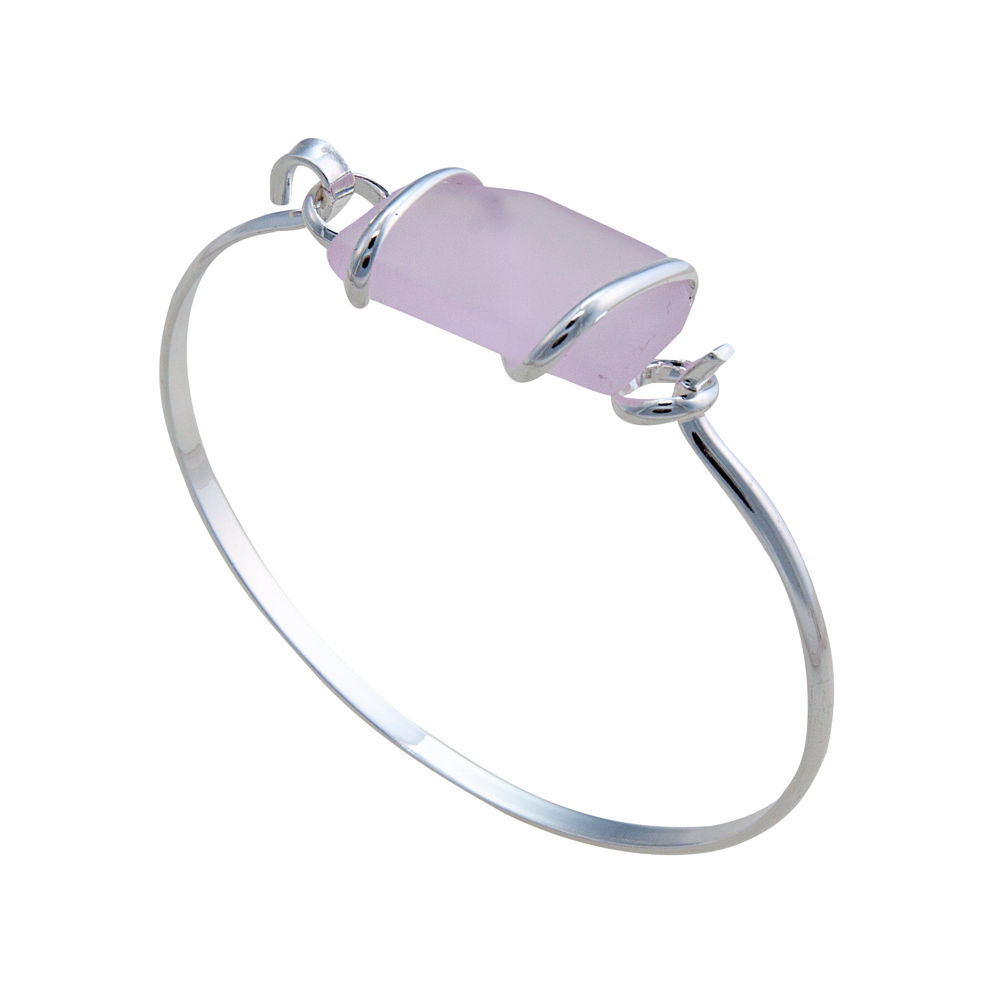 Pink Pompano Beach Glass Bangle with Latch | Charles Albert Jewelry