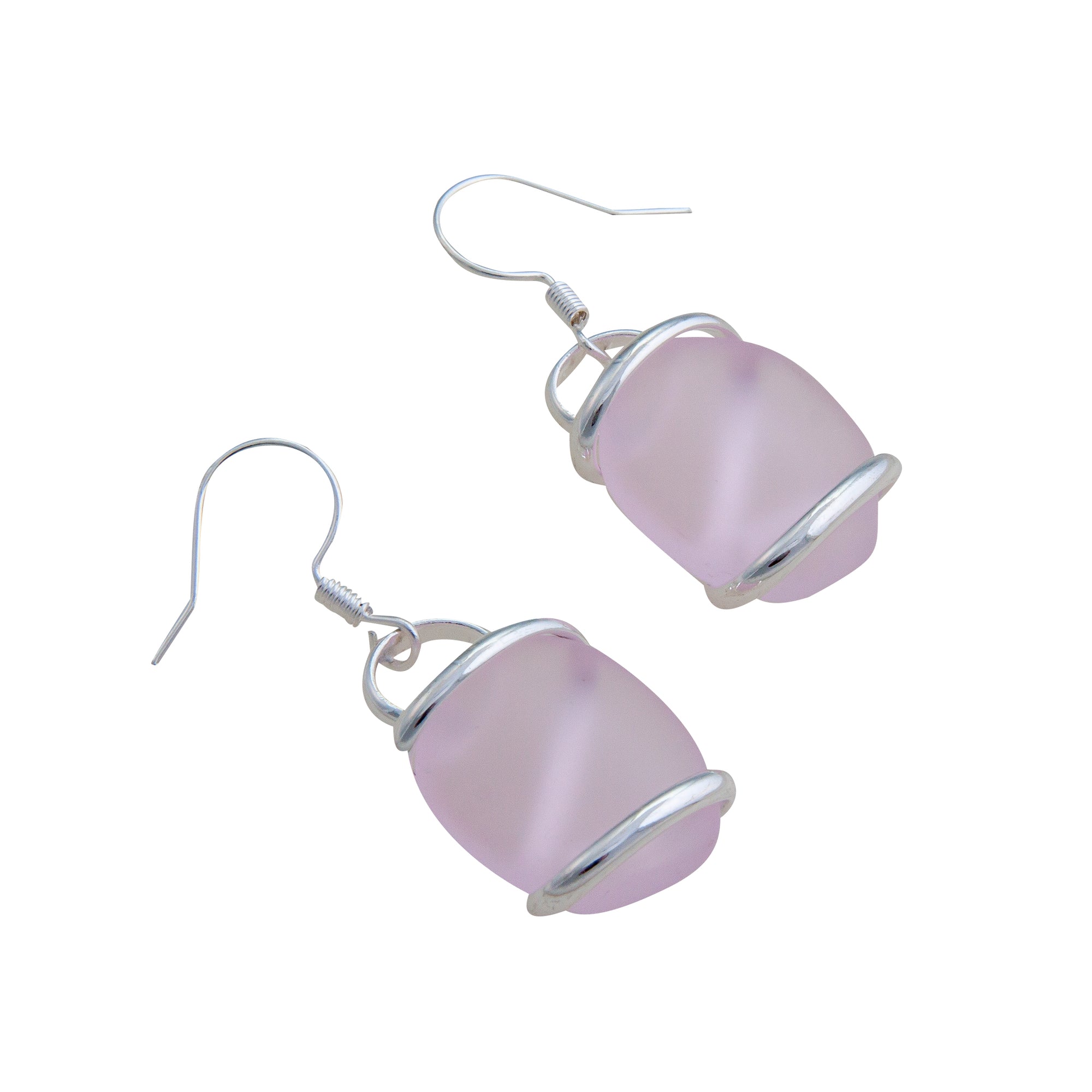 Pink Pompano Beach Glass Freeform Earrings | Charles Albert Jewelry