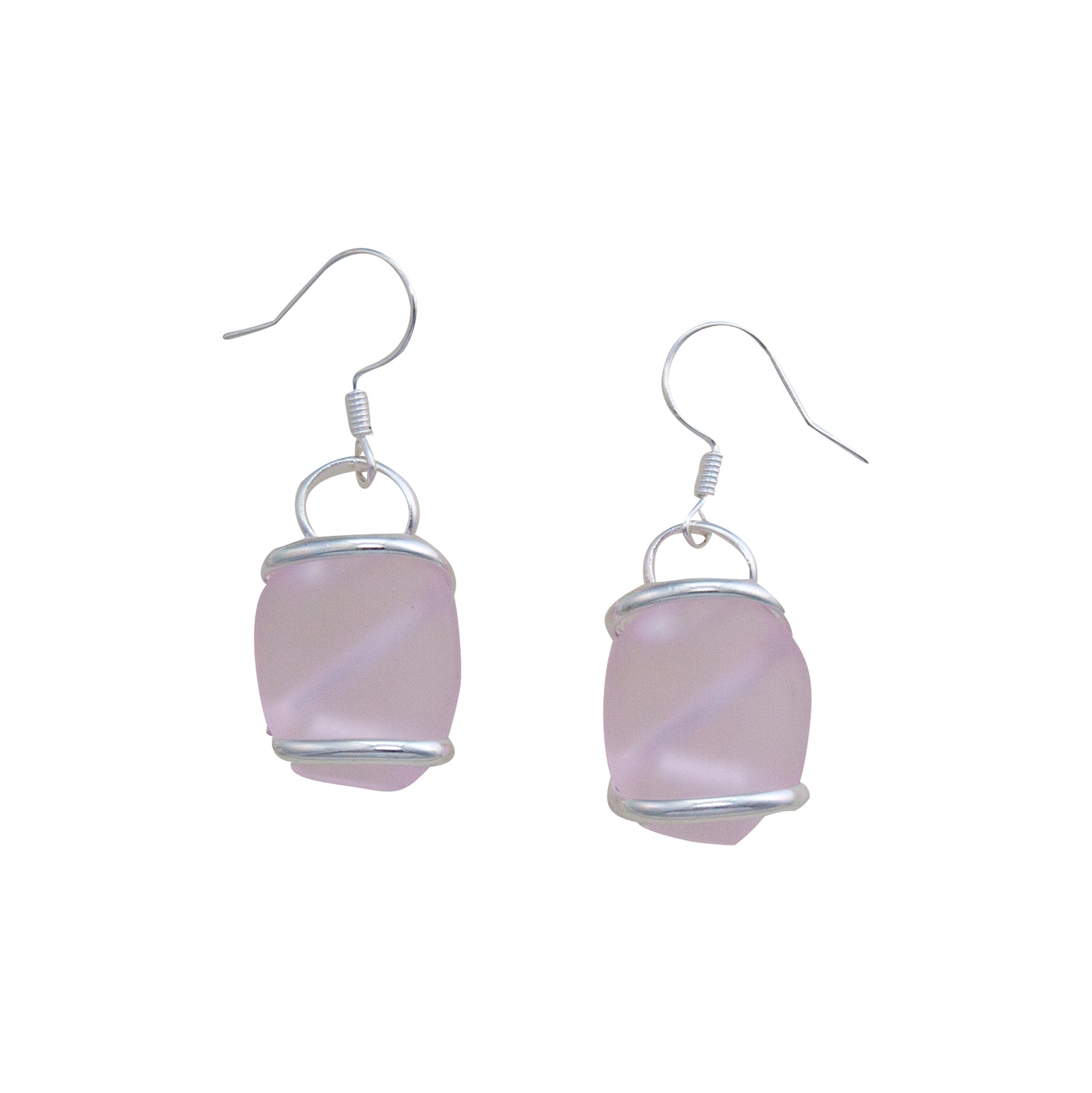 Pink Pompano Beach Glass Freeform Earrings | Charles Albert Jewelry