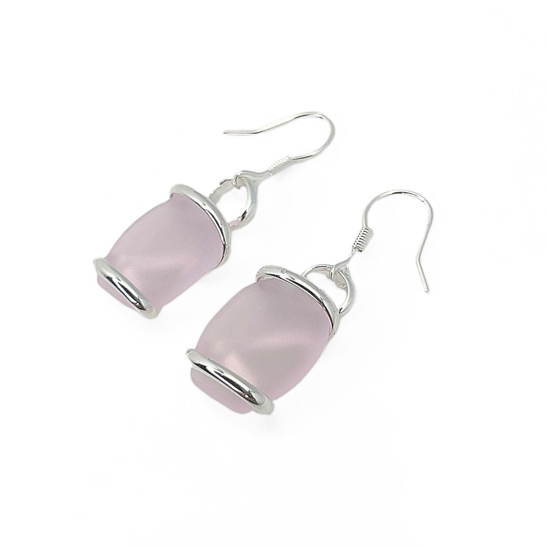 Pink Pompano Beach Glass Freeform Earrings | Charles Albert Jewelry