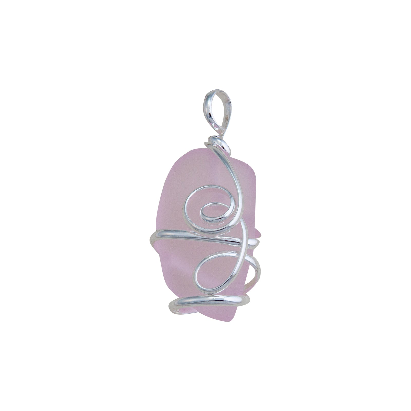 Pink Pompano Beach Glass Freeform Pendant | Charles Albert Jewelry