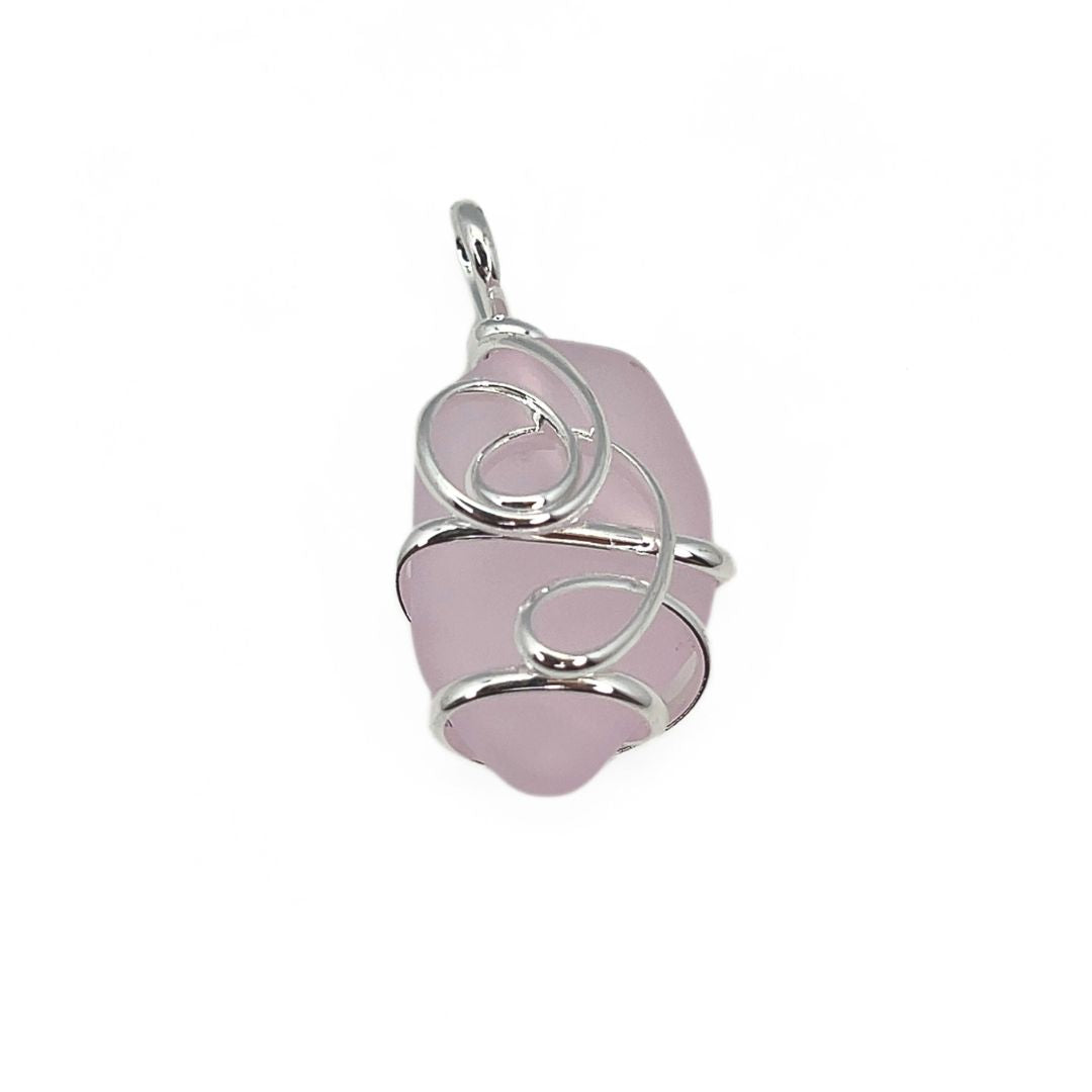 Pink Pompano Beach Glass Freeform Pendant | Charles Albert Jewelry