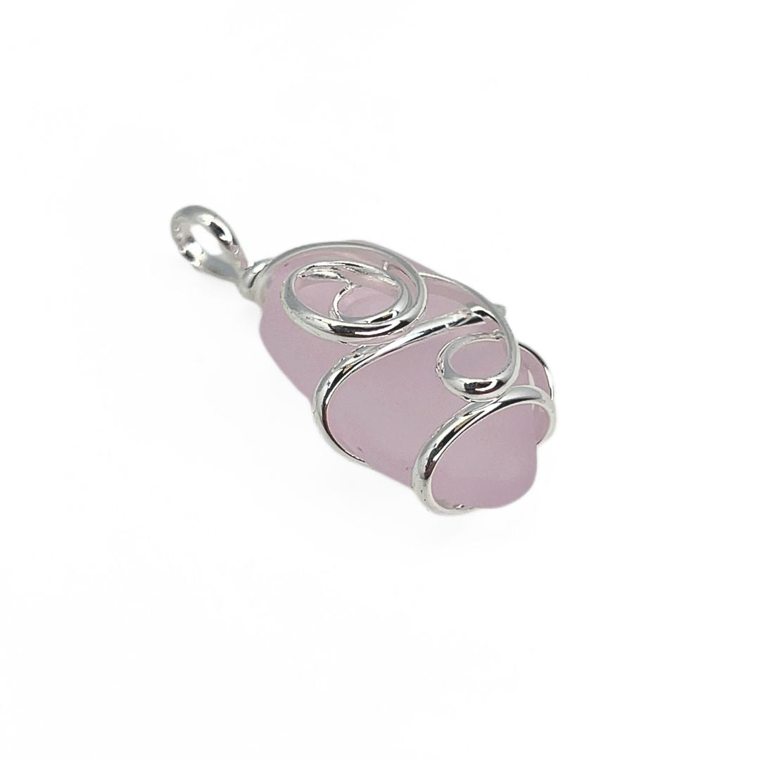 Pink Pompano Beach Glass Freeform Pendant | Charles Albert Jewelry