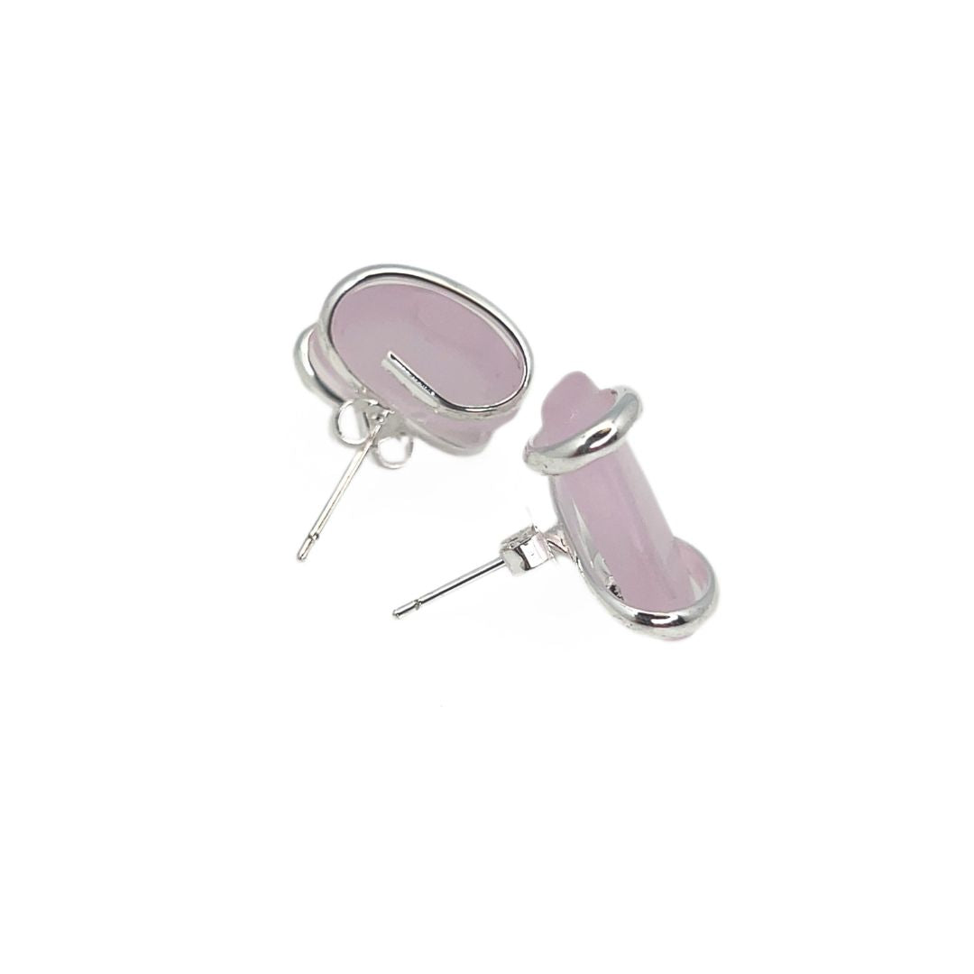 Pink Pompano Beach Glass Freeform Post Earrings | Charles Albert Jewelry