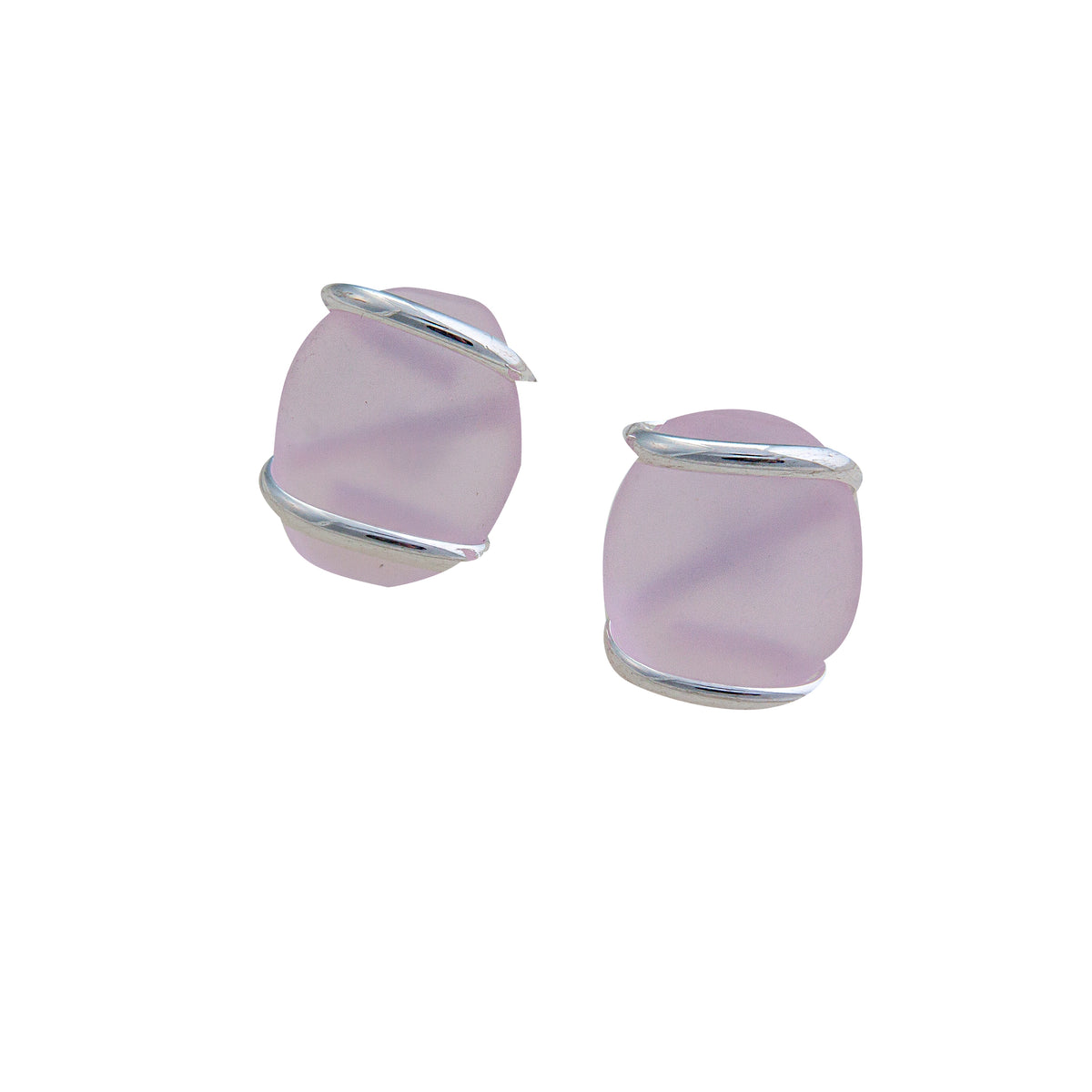 Pink Pompano Beach Glass Freeform Post Earrings | Charles Albert Jewelry