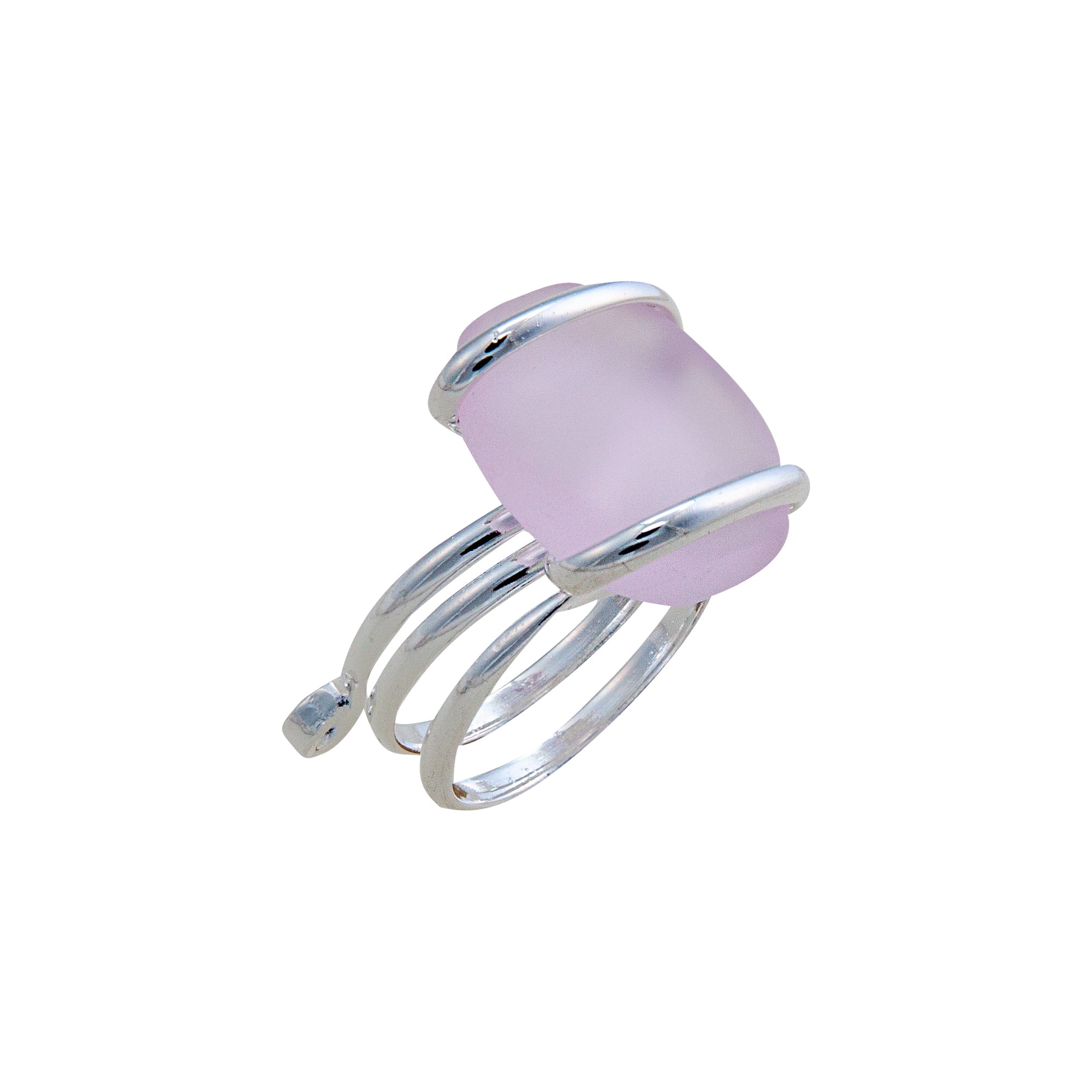 Pink Pompano Beach Glass Freeform Ring | Charles Albert Jewelry