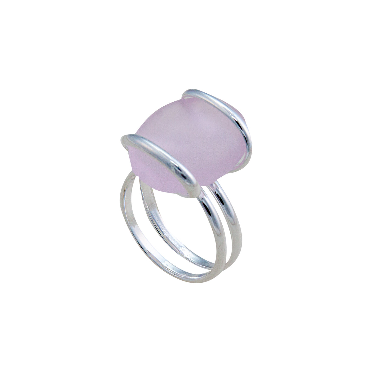 Pink Pompano Beach Glass Freeform Ring | Charles Albert Jewelry