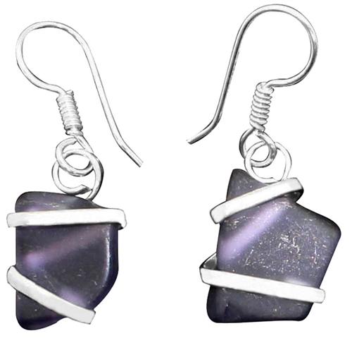 Purple Pompano Beach Glass Freeform Drop Earrings | Charles Albert Jewelry