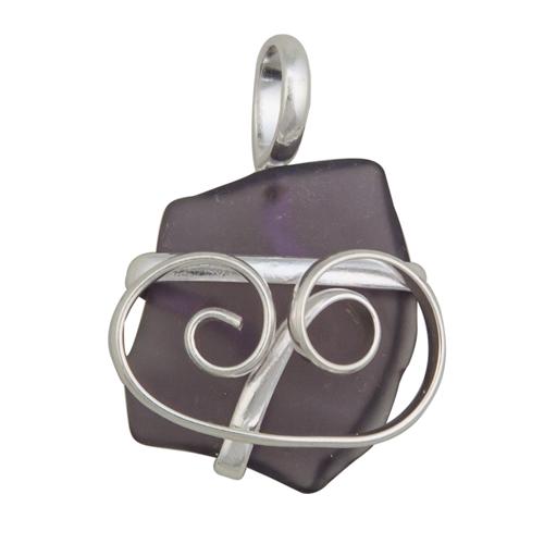 Purple Pompano Beach Glass Freeform Pendant | Charles Albert Jewelry