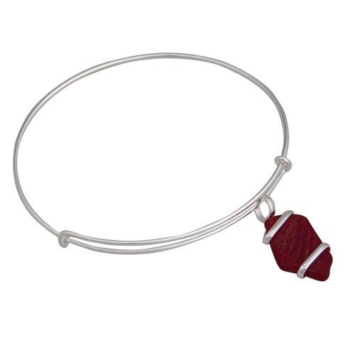 Red Pompano Beach Glass Adjustable Charm Bangle | Charles Albert Jewelry