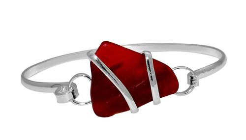 Red Pompano Beach Glass Bangle with Latch | Charles Albert Jewelry